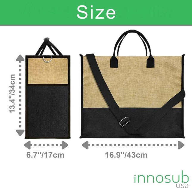 Sublimation Blanks Patchwork Linen Handbag- 43*34*17cm- Cream/Linen/White