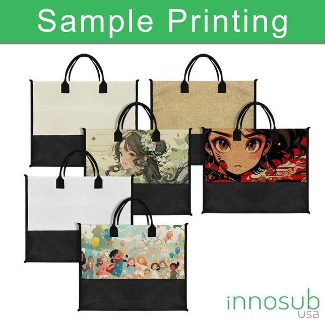 Sublimation Blanks Patchwork Linen Handbag- 43*34*17cm- Cream/Linen/White