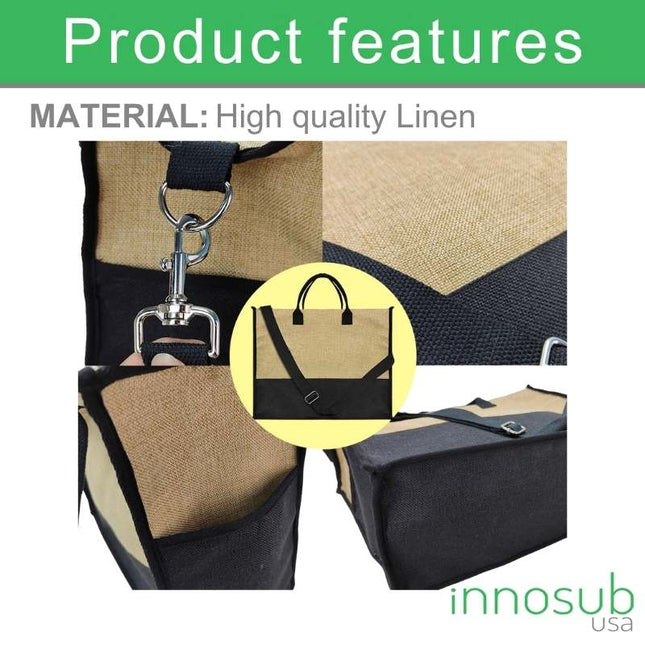Sublimation Blanks Patchwork Linen Handbag- 43*34*17cm- Cream/Linen/White