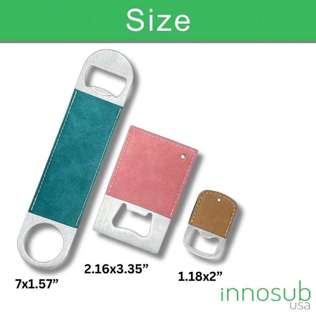 Sublimation Blanks PU Leather Bottle Openers - Green|Pink|Brown