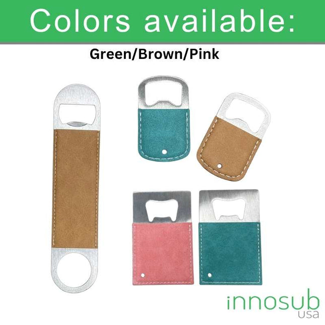 Sublimation Blanks PU Leather Bottle Openers - Green|Pink|Brown