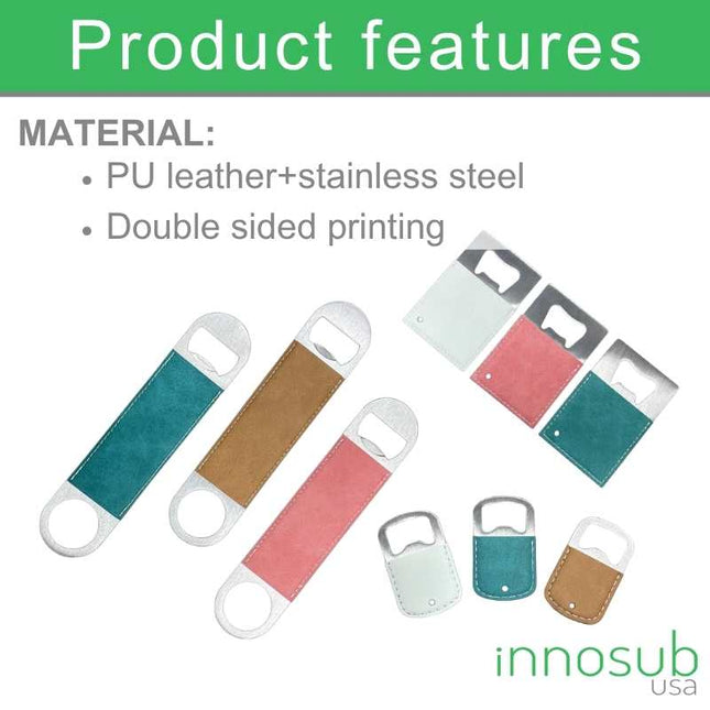 Sublimation Blanks PU Leather Bottle Openers - Green|Pink|Brown