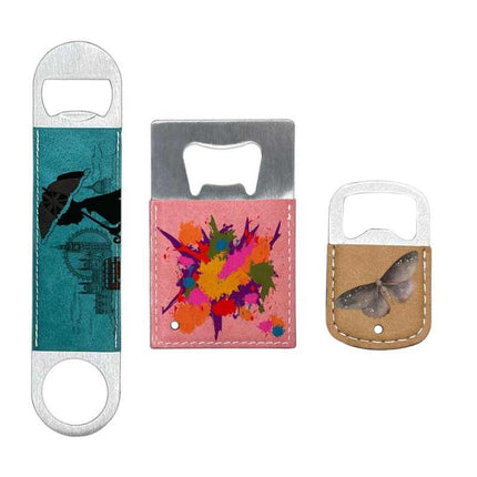 Sublimation Blanks PU Leather Bottle Openers - Green|Pink|Brown