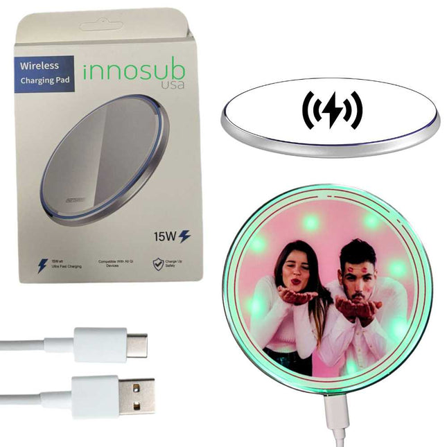 Sublimation Wireless Charging LED Pad Compatible with iPhone & Samsung