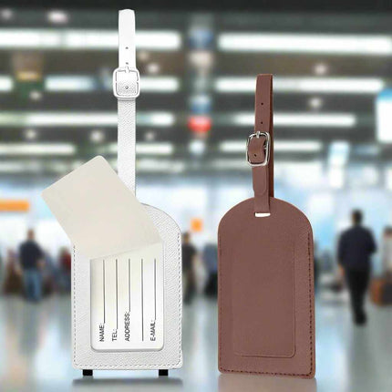 Sublimation Blanks Suitcase Travel Name Tag Blank - PU Leather - Brown|White