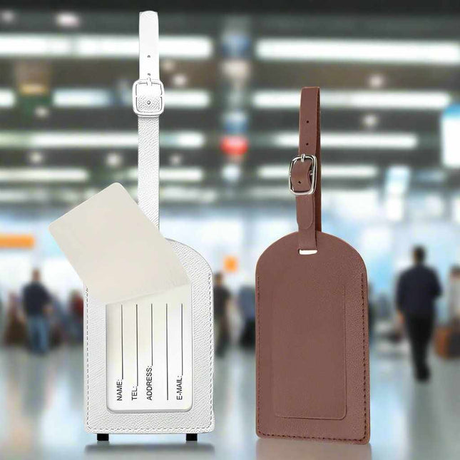 Sublimation Blanks Suitcase Travel Name Tag Blank - PU Leather - Brown|White