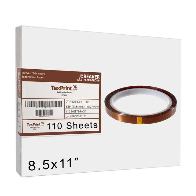 OEM Texprint Sublimation Paper 8.5x11 for Ricoh Printers | 120 Gsm | Dye Sublimation Transfer Dt Heavy Paper (Pack of 110 Sheets) Comes with Innosub Heat Tape Resistant, sublimation paper for epson