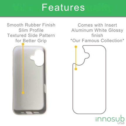 Sublimation Phone Rubber Cases for iPhone 17|16|15|14|13|12|11|Air|Plus|Pro|ProMax - Aluminum Insert