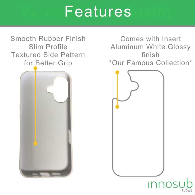 Sublimation Phone Rubber Cases for iPhone 17|16|15|14|13|12|11|Air|Plus|Pro|ProMax - Aluminum Insert
