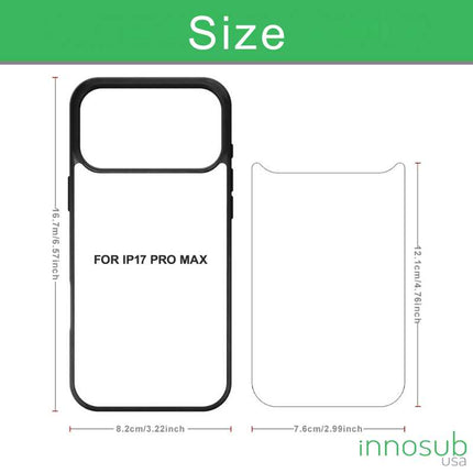 Sublimation Phone Rubber Cases for iPhone 17|16|15|14|13|12|11|Air|Plus|Pro|ProMax - Aluminum Insert