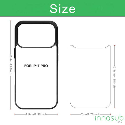 Sublimation Phone Rubber Cases for iPhone 17|16|15|14|13|12|11|Air|Plus|Pro|ProMax - Aluminum Insert