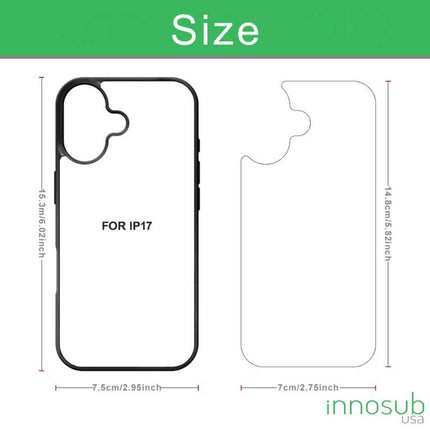 Sublimation Phone Rubber Cases for iPhone 17|16|15|14|13|12|11|Air|Plus|Pro|ProMax - Aluminum Insert