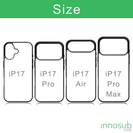 Sublimation Phone Rubber Cases for iPhone 17|16|15|14|13|12|11|Air|Plus|Pro|ProMax - Aluminum Insert