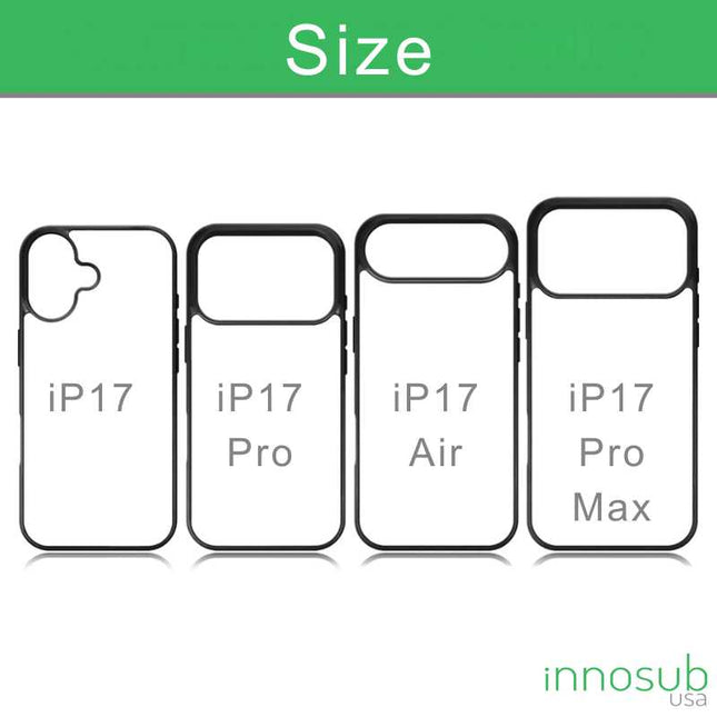 Sublimation Phone Rubber Cases for iPhone 17|16|15|14|13|12|11|Air|Plus|Pro|ProMax - Aluminum Insert