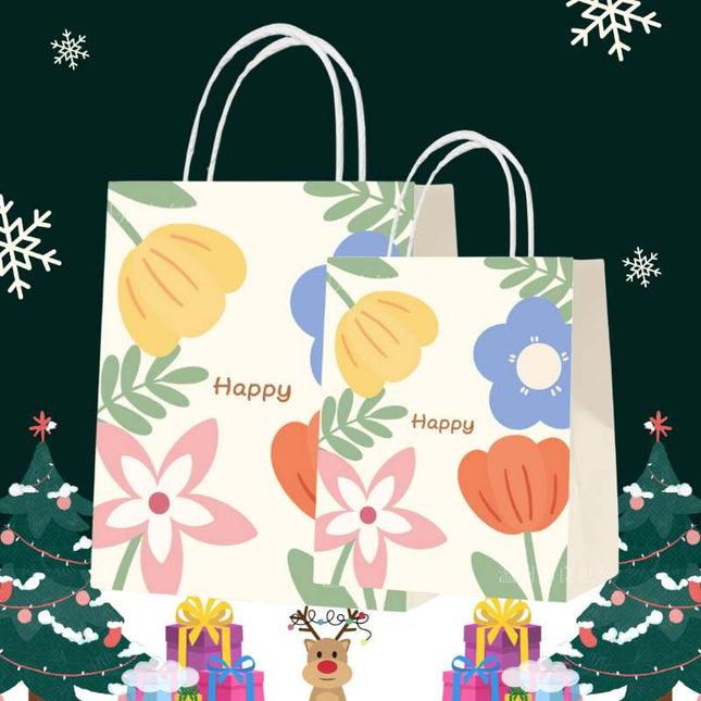 Floral Gift Bag - Size:15*8*21cm [K5] Paper Gift Bags, Kraft Paper Party Favor Bags Bulk