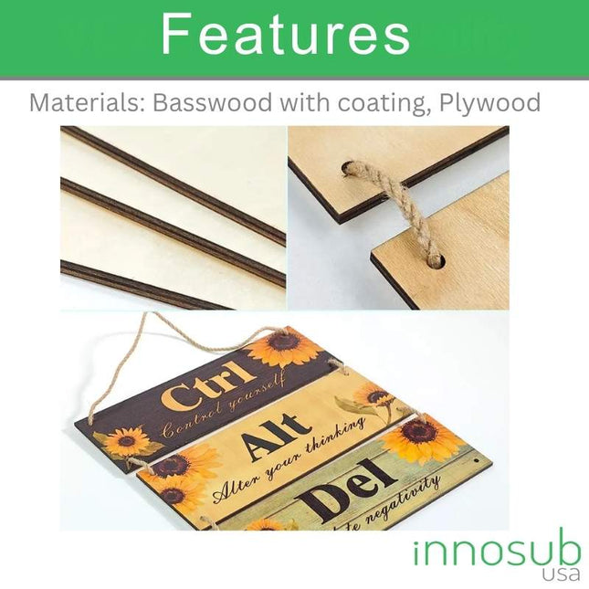3 Pcs Sublimation blank Wall Hanging Sign with Hemp Rope, Door Hanger Blanks